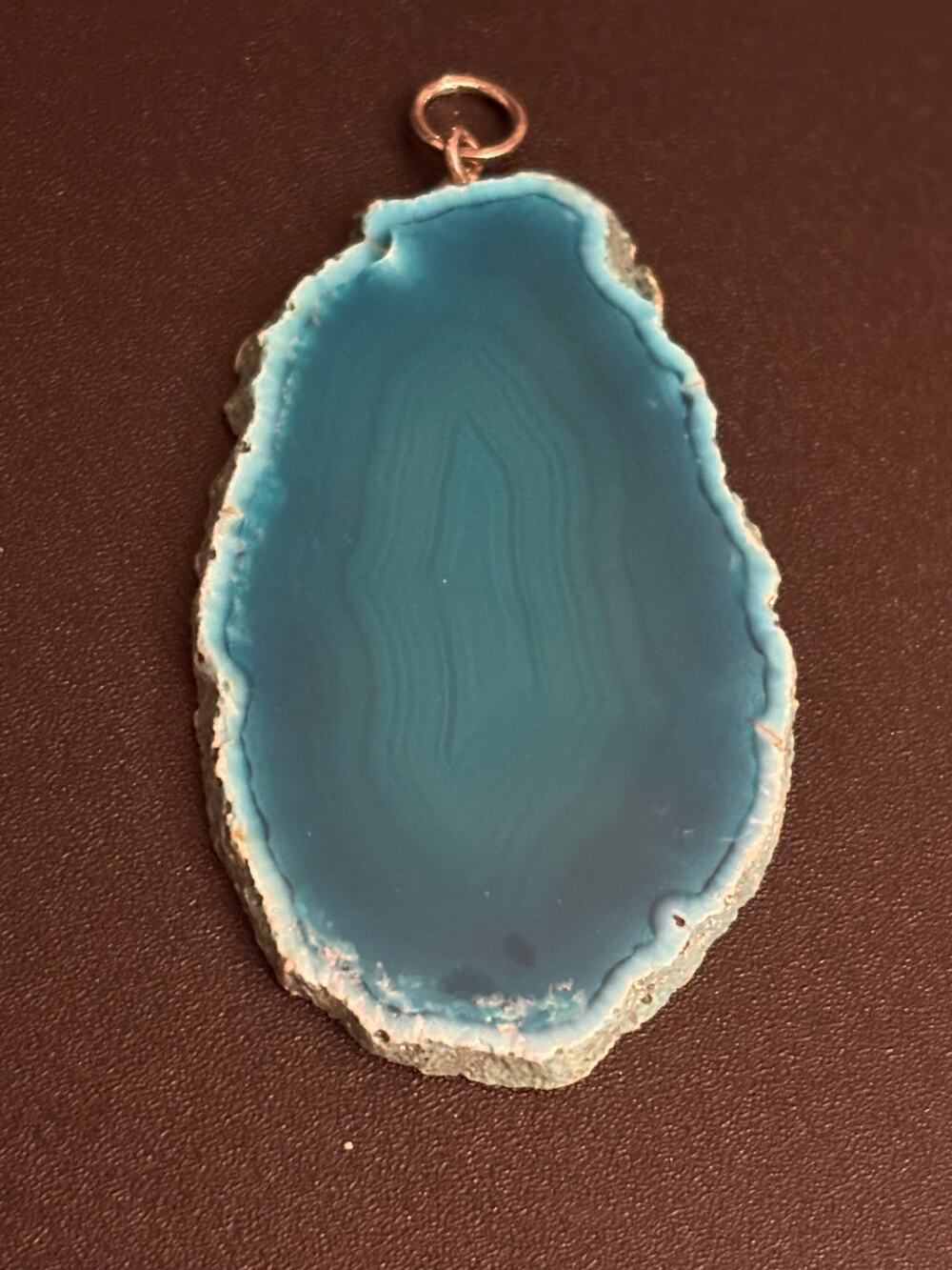 Vintage Blue Dyed Agate Slice Pendant